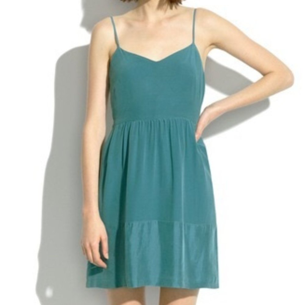 Madewell | Silk Bordershine Cami Dress | Teal | 2